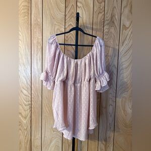 Davi & Dani Blush Swiss Dot Blouse 3X